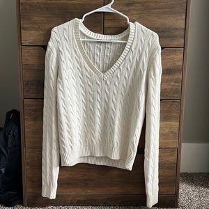 brandy melville white v-neck sweater
